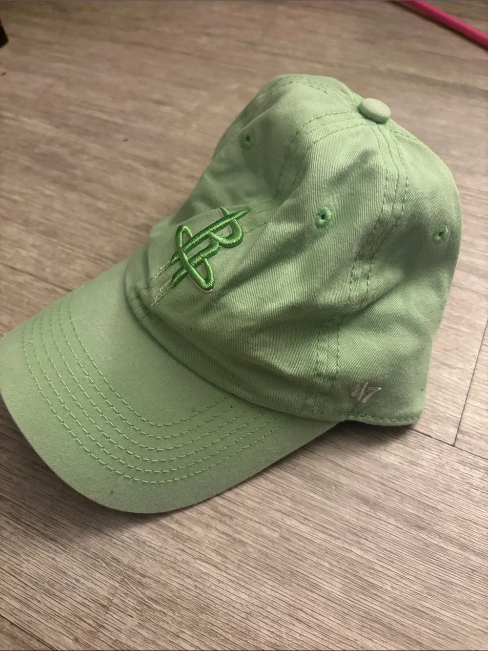 47 Light Green Relaxed Fit Cap with Embroidered R Logo